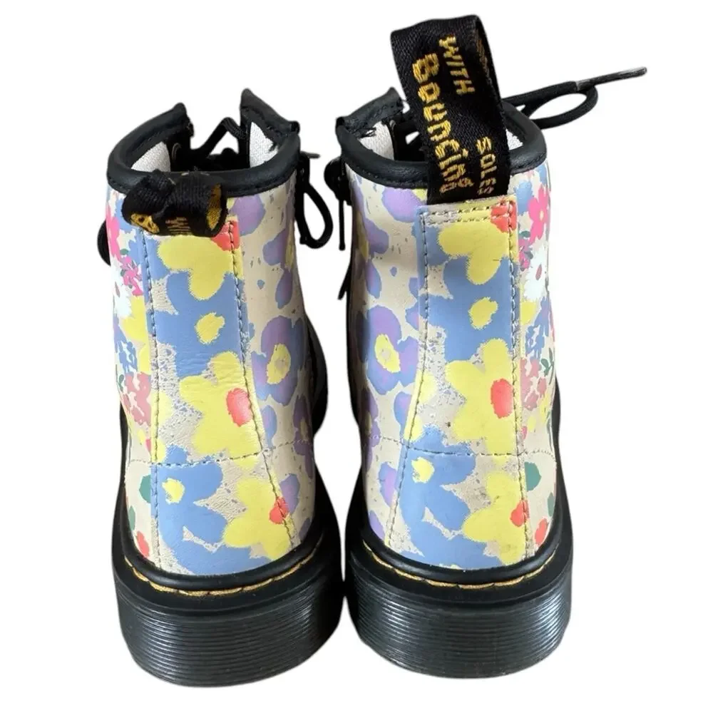 Dr. Martens Youth 1460 Floral Mash Up Boots Parchment Beige Size 1
